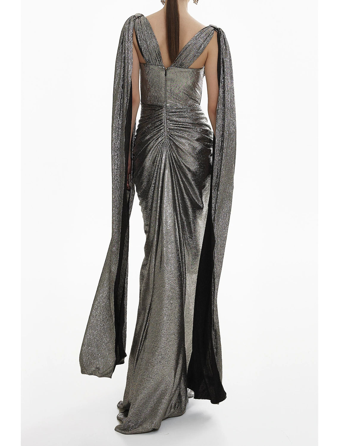 Wholesa Mermaid / Trumpet Evening Gown Elegant Dress Formal Fall Sweep / Brush Train Long Sleeve V Neck Sequined with Glitter Ruched