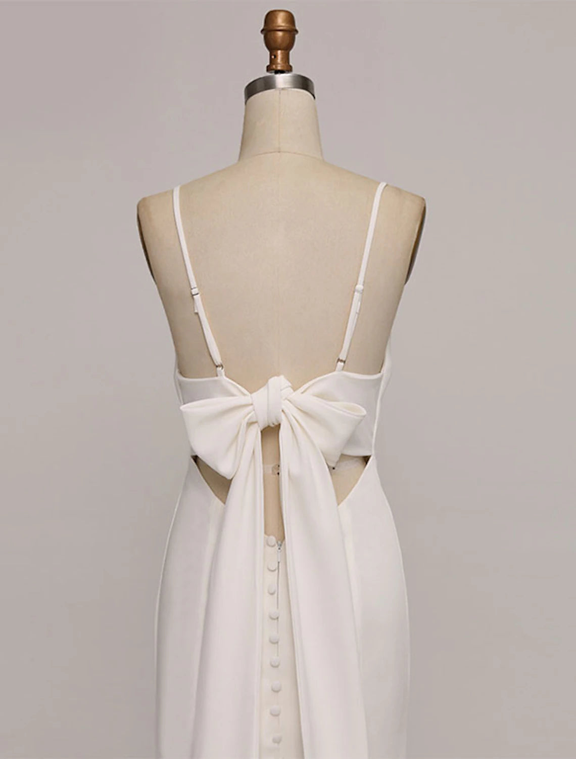 wholesale  Hall Casual Wedding Dresses Mermaid / Trumpet Sweetheart Camisole Spaghetti Strap Court Train Satin Outdoor Bridal Gowns With Bow(s)