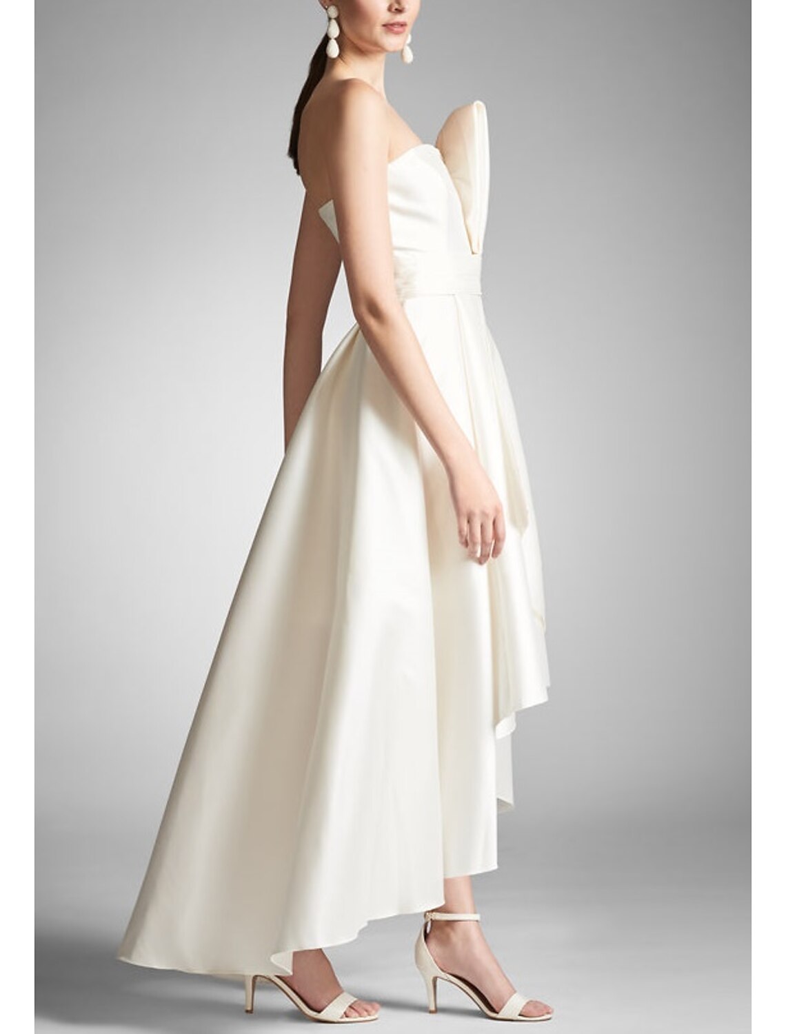 Wholesa A-Line Prom Dresses Elegant Dress Formal Prom Asymmetrical Sleeveless Strapless Taffeta with Ruched