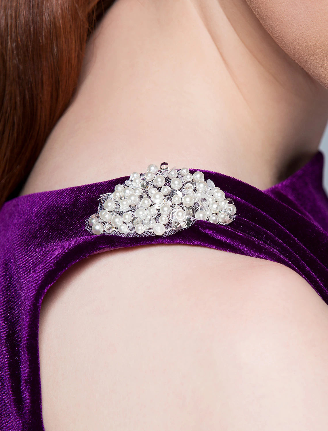 Wholesa A-Line Open Back Formal Evening Dress Bateau Neck Sleeveless Court Train Velvet with Sash / Ribbon Pearls Beading