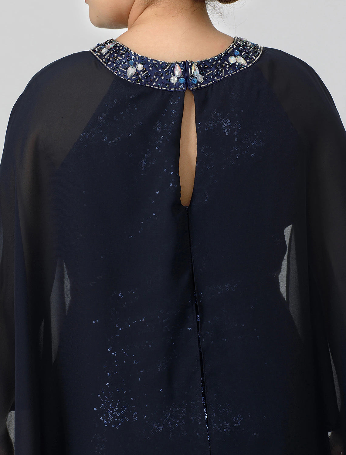 wholesale  Mermaid / Trumpet Mother of the Bride Dress Formal Chic & Modern Glamorous & Dramatic Plus Size Jewel Neck Floor Length Chiffon Sequined 3/4 Length Sleeve No with Crystals Beading