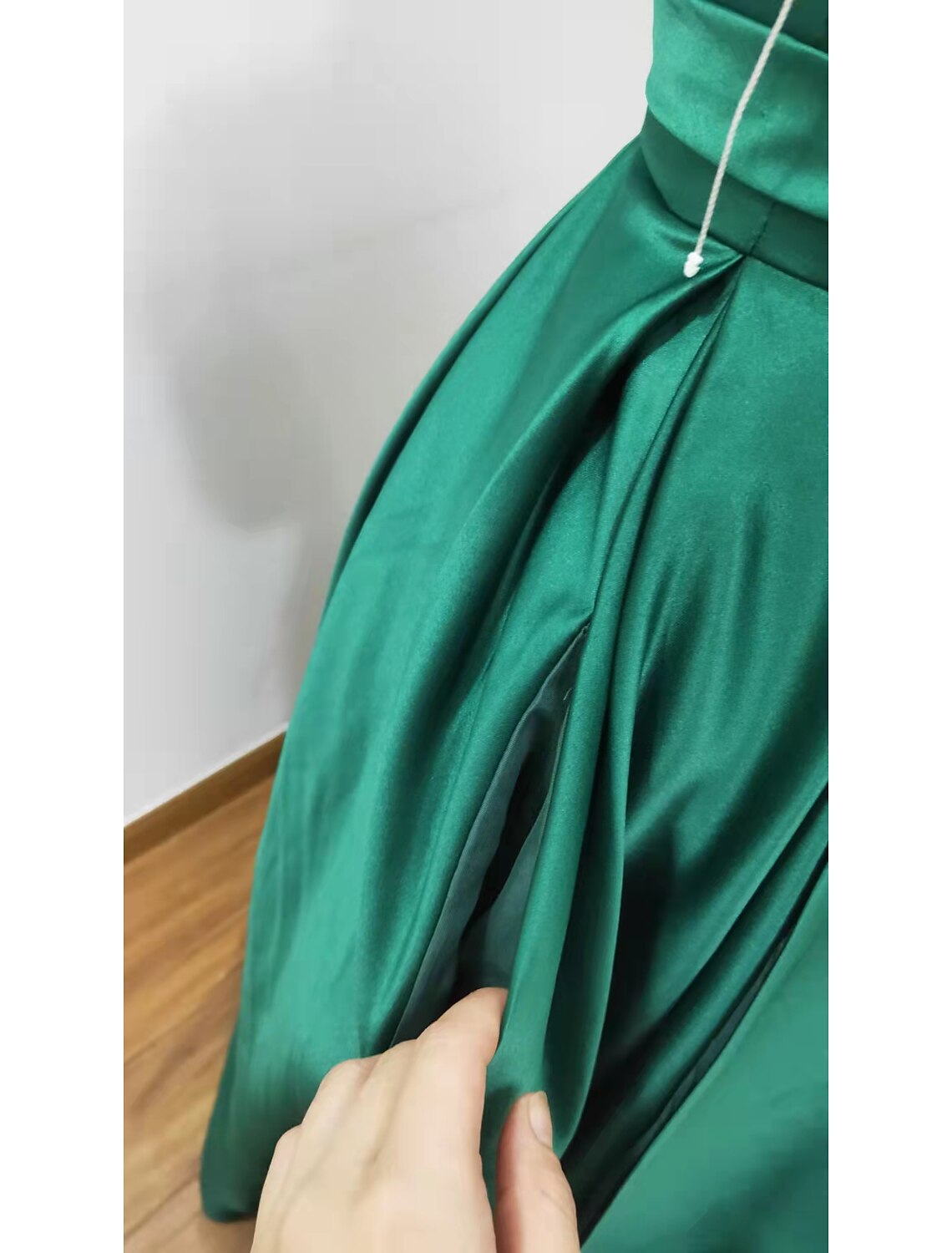 wholesale   A-Line Prom Dresses Minimalist Dress Wedding Guest Prom Floor Length Sleeveless Strapless Lace with Pleats Slit