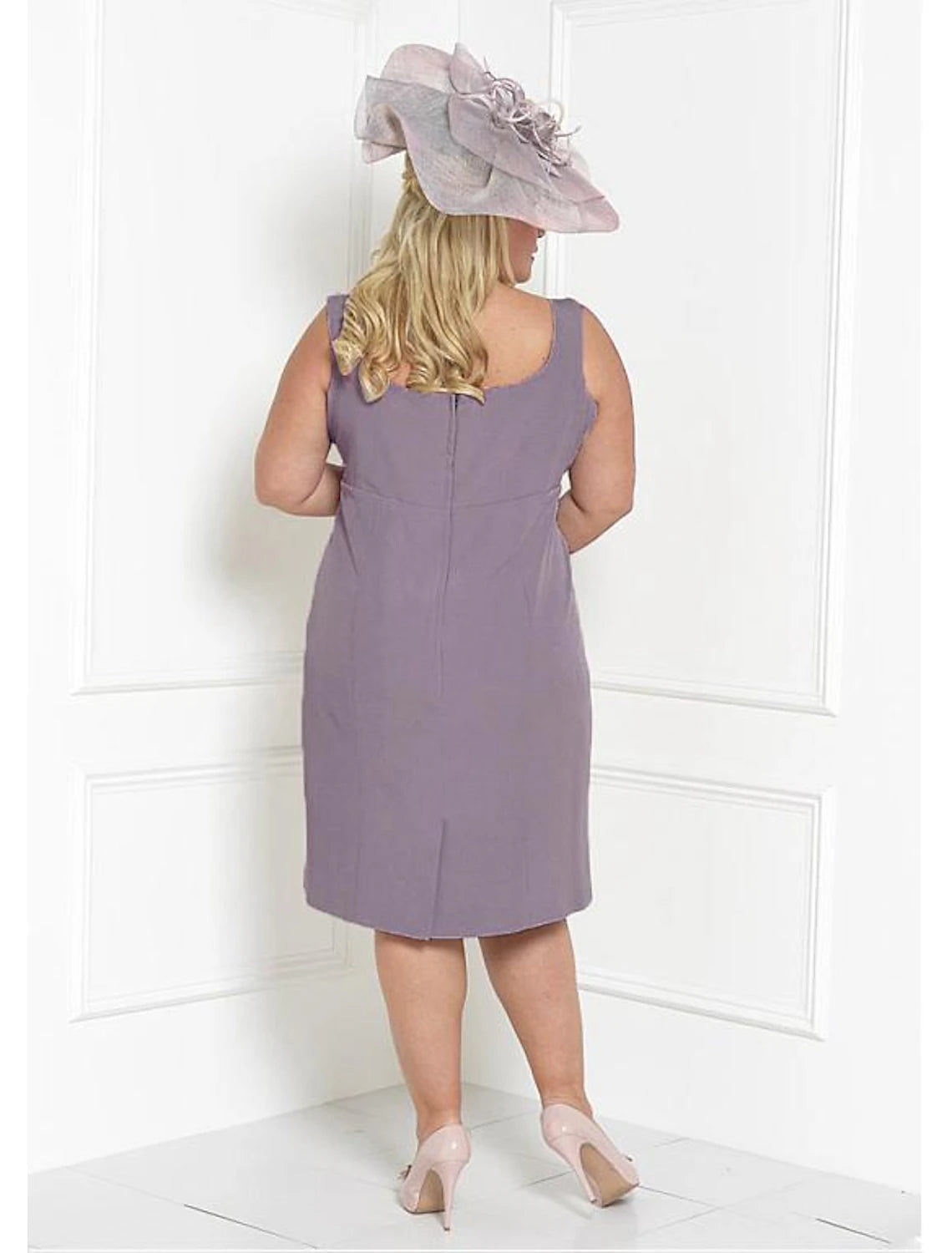 wholesale   Two Piece Sheath / Column Mother of the Bride Dress Church Plus Size Wrap Included Square Neck Tea Length Charmeuse 3/4 Length Sleeve with Sash / Ribbon Ruching