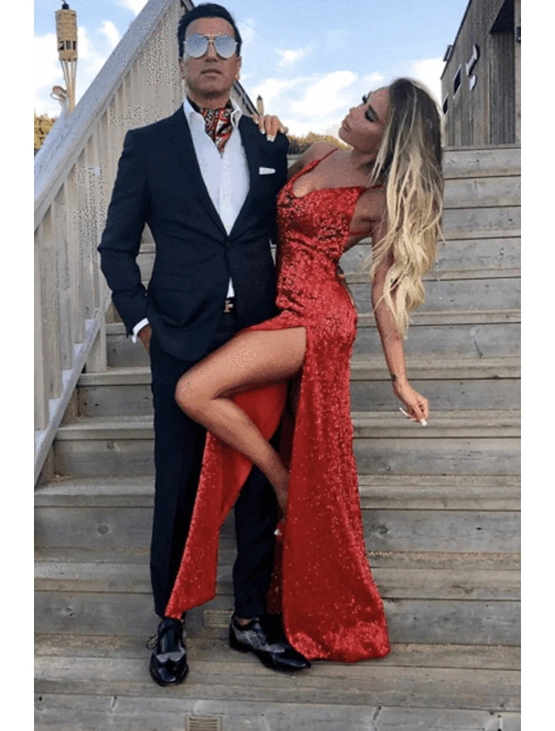 Wholesa Mermaid / Trumpet Prom Dresses Sexy Dress Formal Court Train Sleeveless Strapless Sequined Backless with Sequin