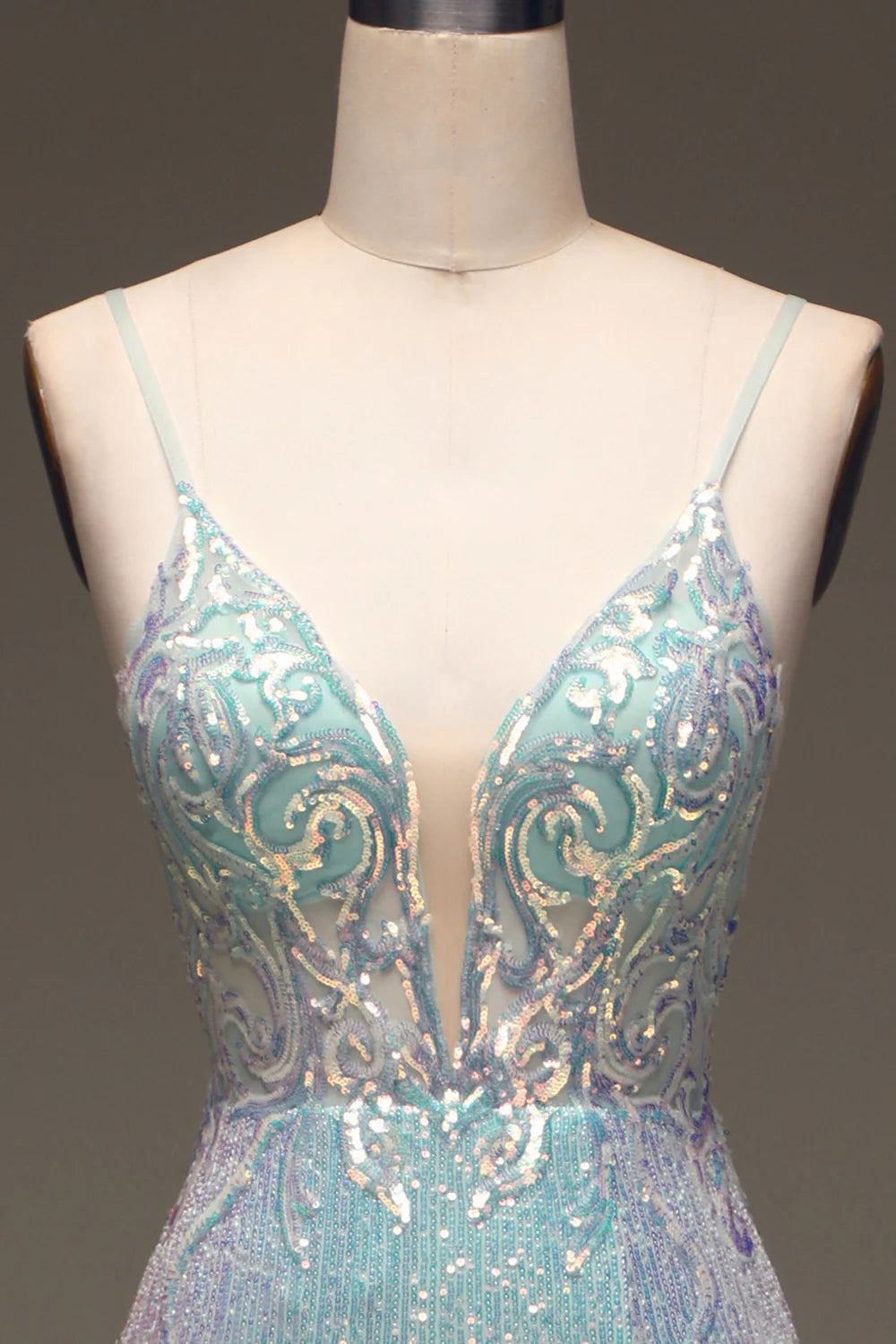 Wholesa Mermaid Sparkly Sequins Prom Dress with Split Front