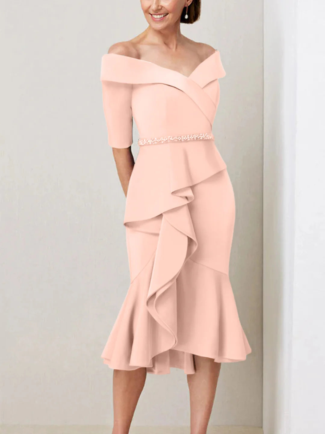 Wholesa Sheath Off-The-Shoulder Half Sleeves Mother Of The Bride Dresses