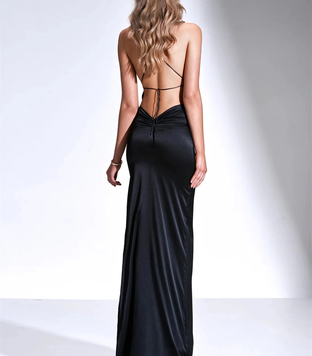 Wholesa Sheath Spaghetti Straps Sleeveless Floor-Length Long Prom Dresses