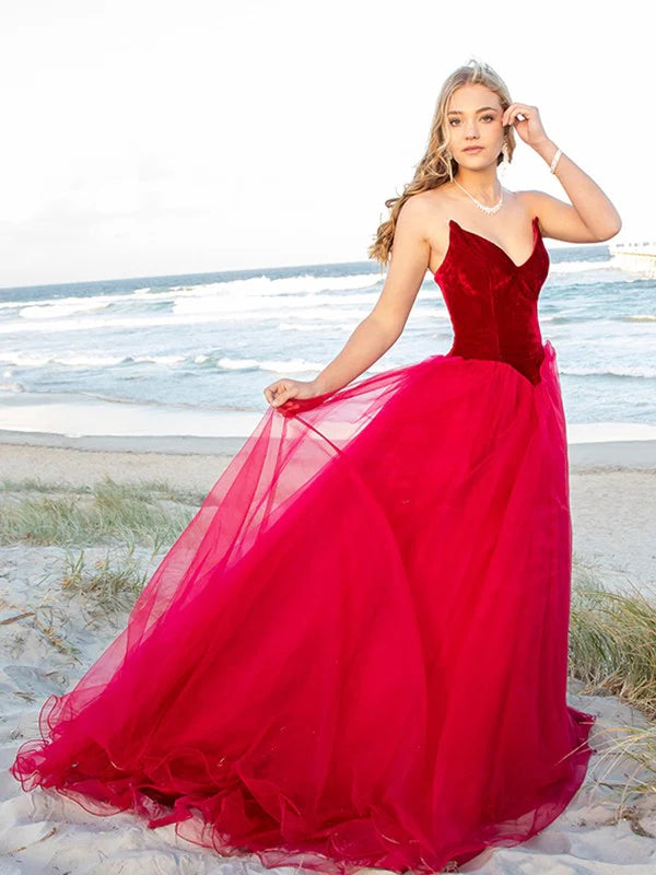 Wholesa Ball Gown Sleeveless Off-the-Shoulder Applique Tulle Prom Dresses