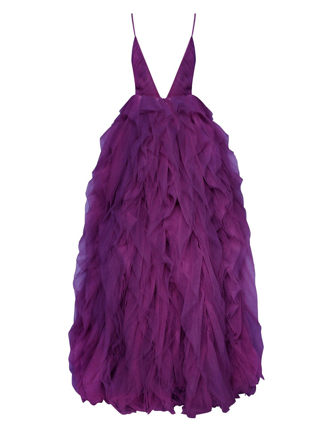 wholesale  Ball Gown Party Dress Beautiful Back Elegant Prom Formal Evening Dress V Neck Sleeveless Sweep / Brush Train Tulle with Ruffles Pure Color