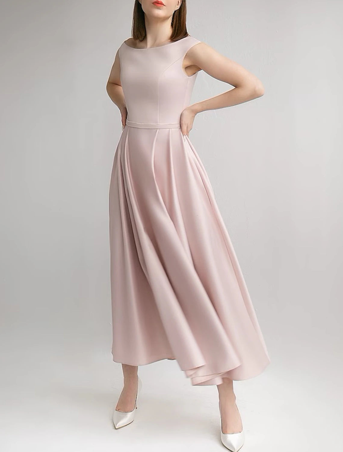 Wholesa Bridal Shower Simple Wedding Dresses Wedding Dresses A-Line Sweetheart Long Sleeve Tea Length Chiffon Bridal Gowns With Ruched Split Front