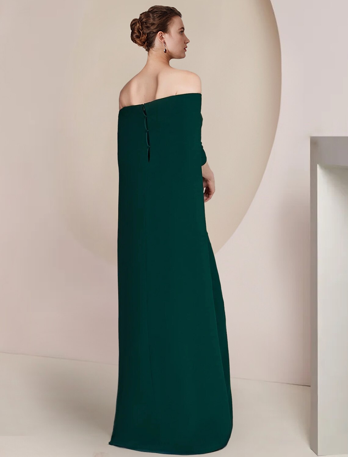 wholesale   Sheath / Column Mother of the Bride Dress Formal Wedding Guest Elegant Strapless Floor Length Stretch Fabric Half Sleeve with Solid Color