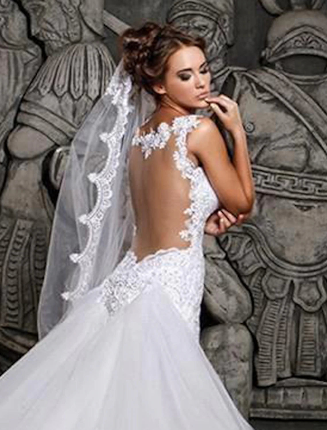 wholesale  Engagement Open Back Formal Wedding Dresses Mermaid / Trumpet Sweetheart Cap Sleeve Court Train Lace Bridal Gowns