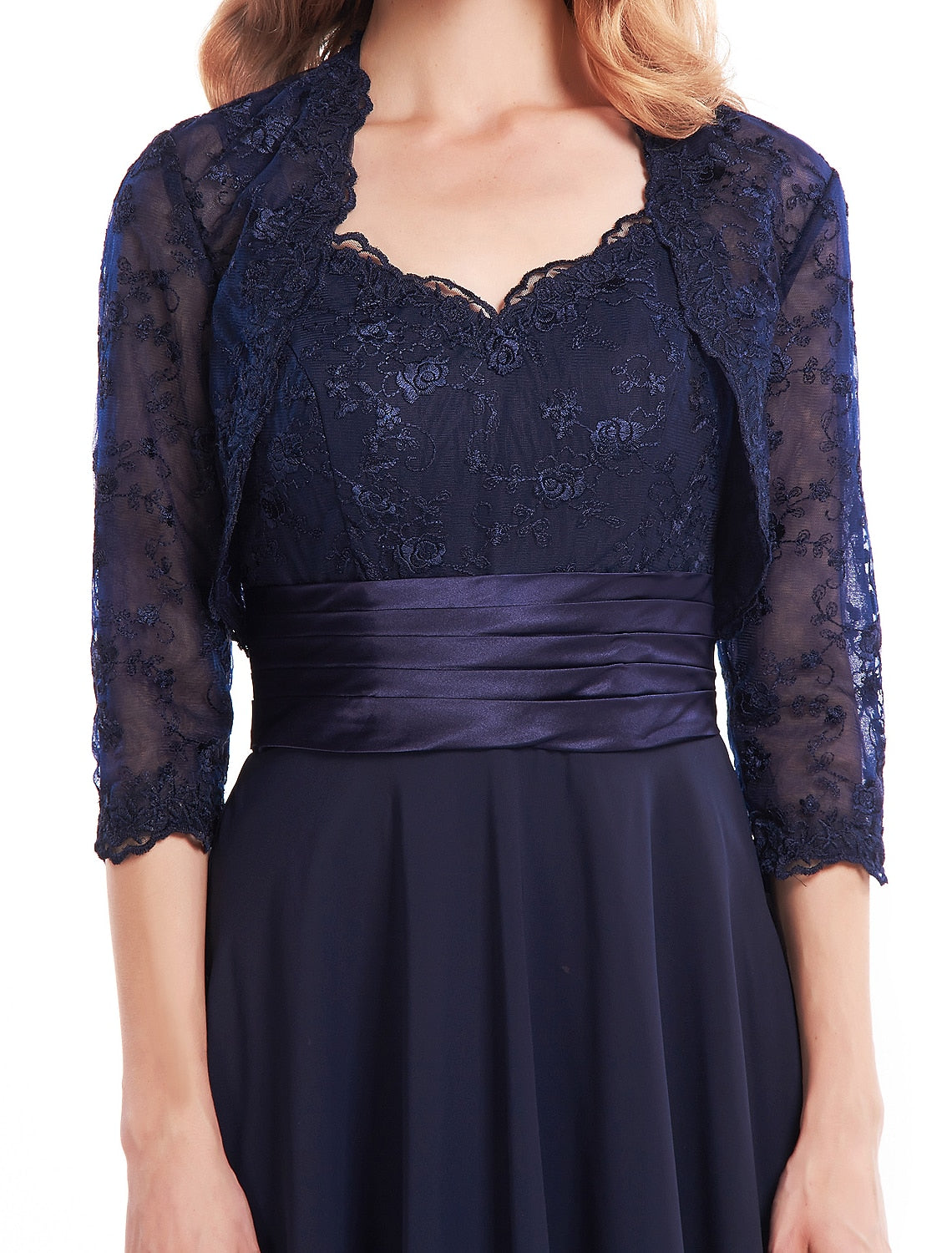 wholesale  A-Line Mother of the Bride Dress Convertible Dress V Neck Tea Length Chiffon Corded Lace Sleeveless with Lace Pleats Appliques