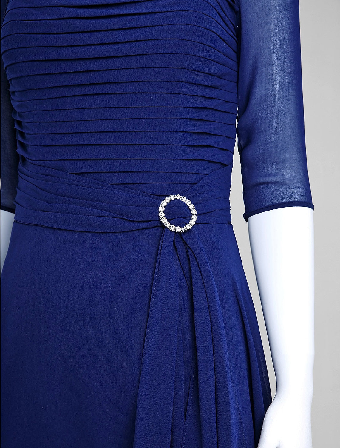 wholesale  A-Line Mother of the Bride Dress Fall Wedding Guest Dresses Plus Size Elegant Bateau Neck Tea Length Chiffon Half Sleeve with Ruched