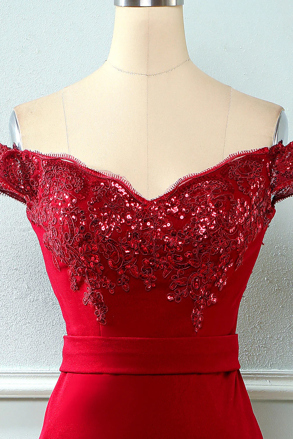 Wholesa Mermaid Off Shoulder Sequins Prom Dress