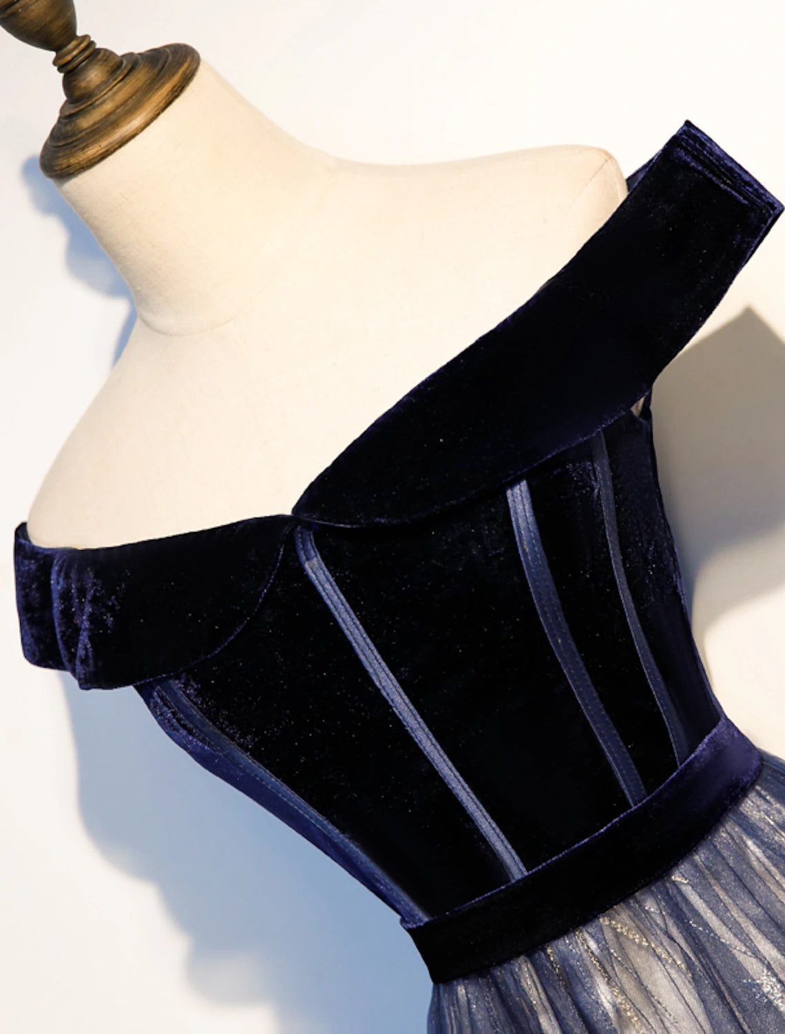 wholesale A-Line Elegant Floral Prom Formal Evening Dress Off Shoulder Short Sleeve Sweep / Brush Train Tulle with Pleats Pattern / Print