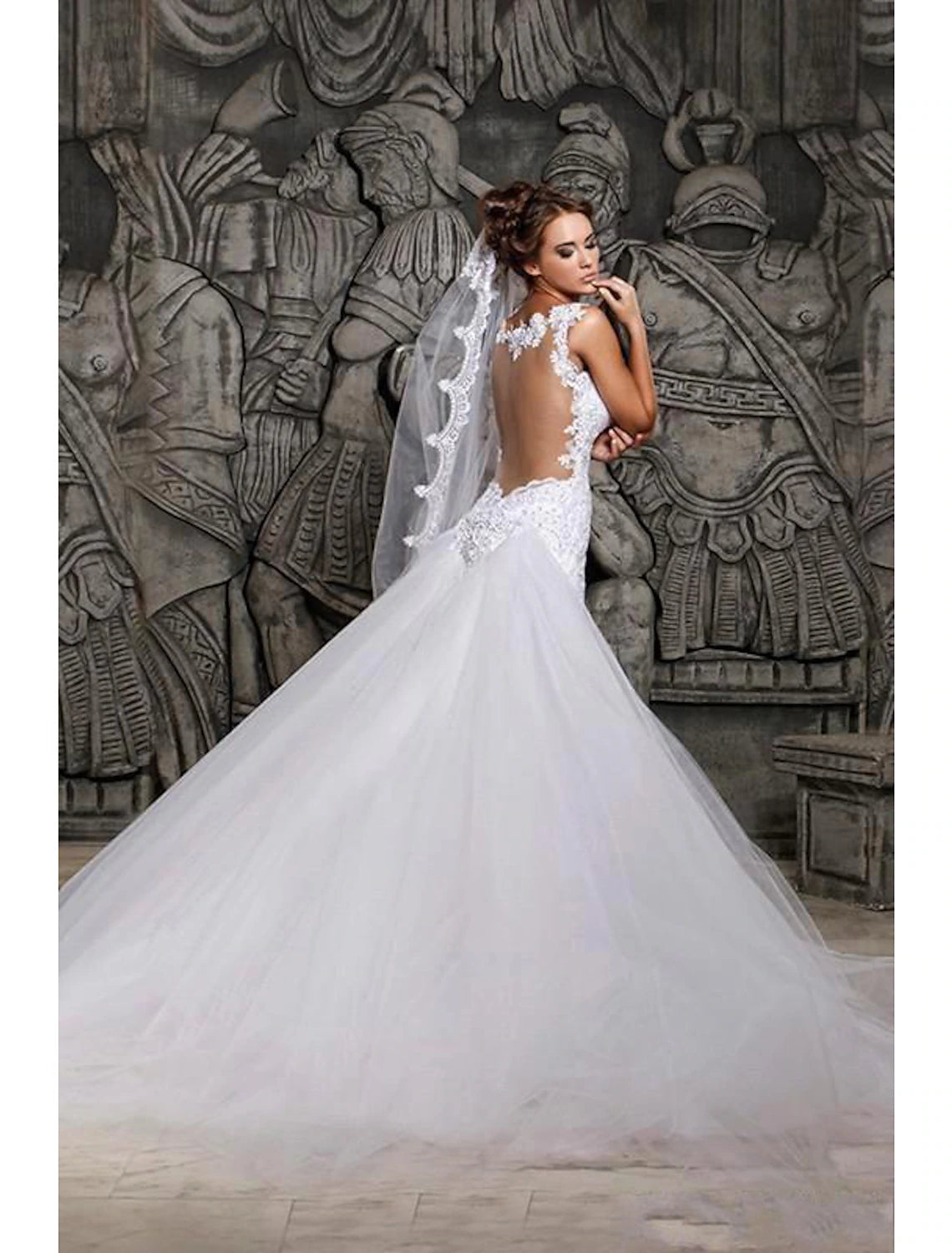 wholesale  Engagement Open Back Formal Wedding Dresses Mermaid / Trumpet Sweetheart Cap Sleeve Court Train Lace Bridal Gowns