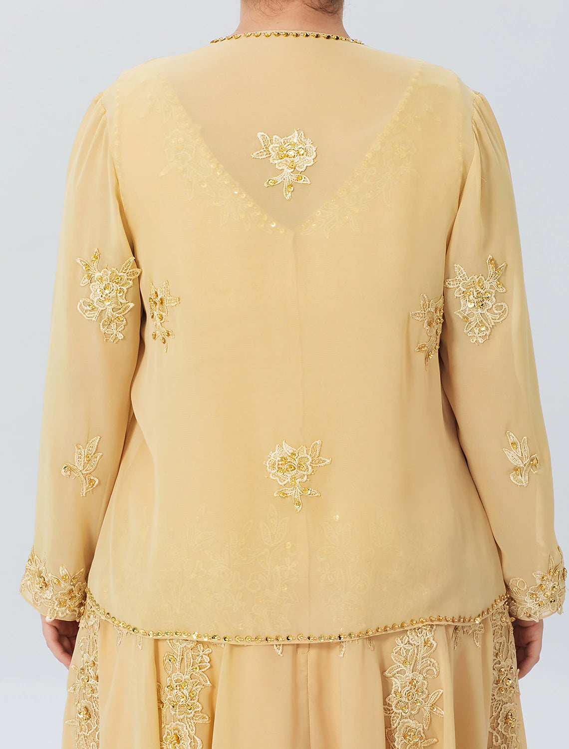 wholesale  A-Line Mother of the Bride Dress Formal Plus Size Elegant High Low V Neck Asymmetrical Chiffon Beaded Lace Long Sleeve Wrap Included with Beading Appliques