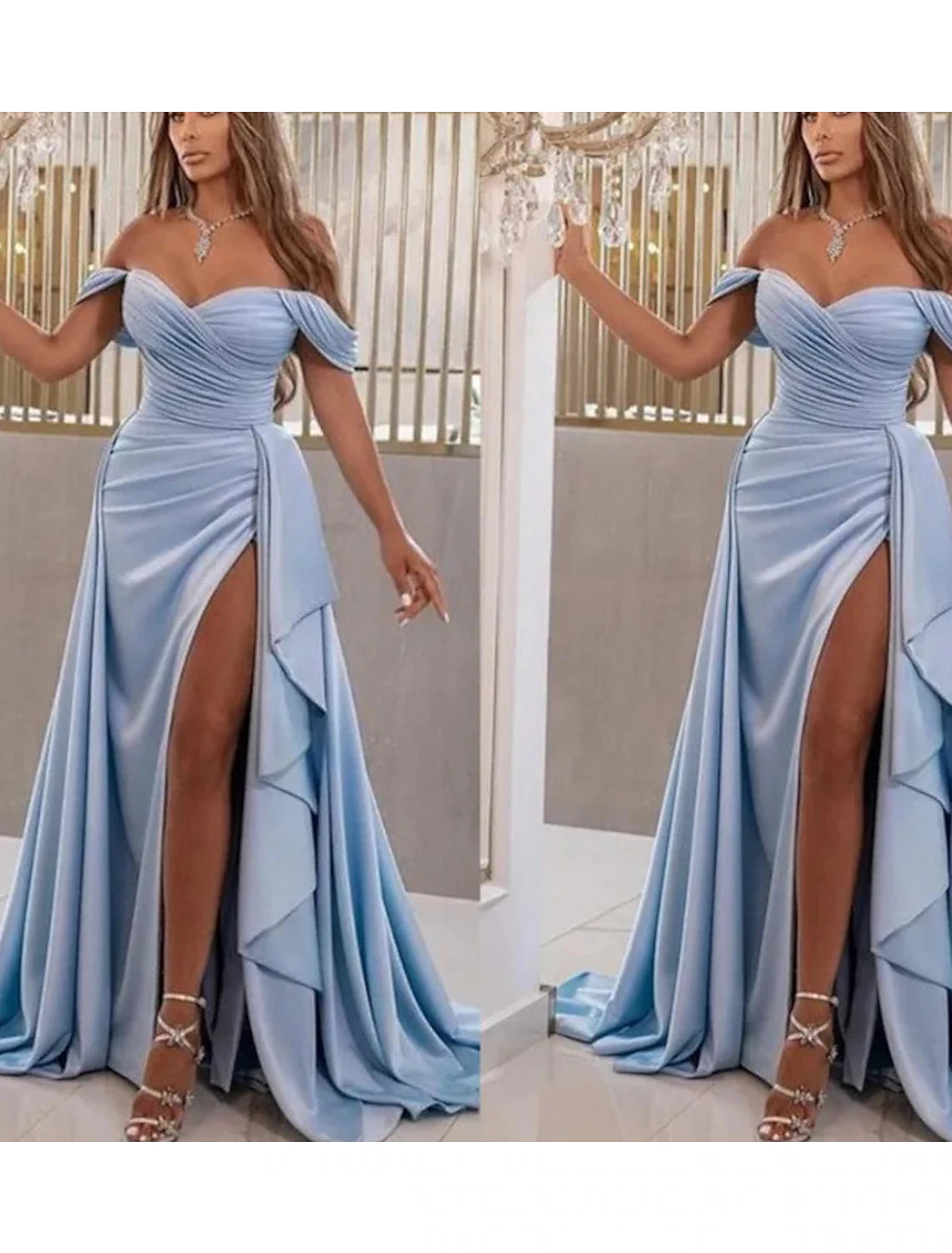 Wholesa  A-Line Prom Dresses High Split Dress Wedding Guest Prom Sweep / Brush Train Sleeveless Sweetheart Satin with Slit