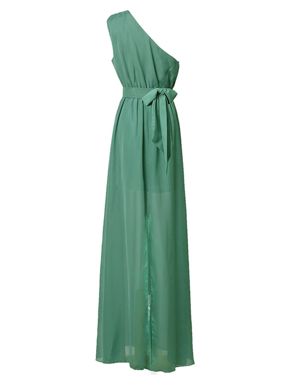 wholesale  A-Line Prom Dresses Empire Dress Wedding Guest Formal Evening Floor Length Sleeveless One Shoulder Bridesmaid Dress Chiffon with Bow(s) Strappy