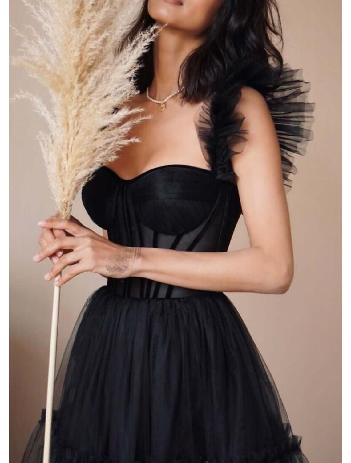 wholesale A-Line Prom Black Dress Vintage Dress Masquerade Ankle Length Sleeveless Sweetheart Wednesday Addams Family Tulle Crisscross Back with Pleats Ruffles