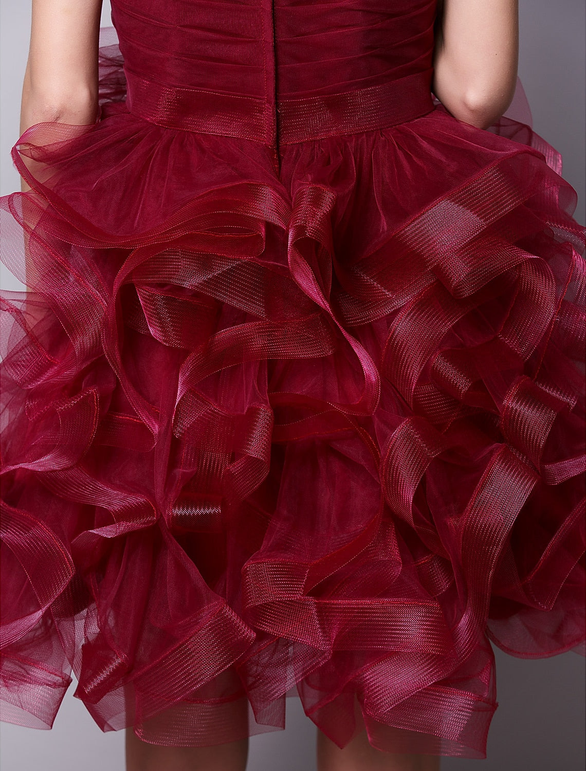 Wholesa Ball Gown Hot Homecoming Cocktail Party Valentine's Day Dress Strapless Sleeveless Short / Mini Tulle with Ruched Tier