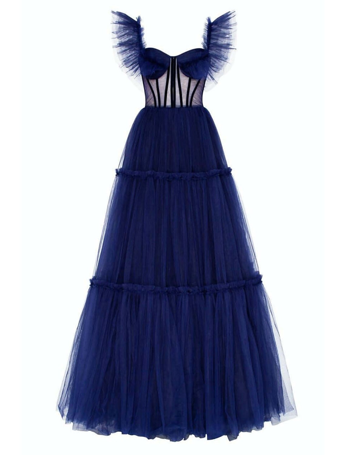 wholesale  A-Line Prom Dresses Elegant Dress Wedding Guest Prom Floor Length Short Sleeve Off Shoulder Tulle with Pleats Ruffles