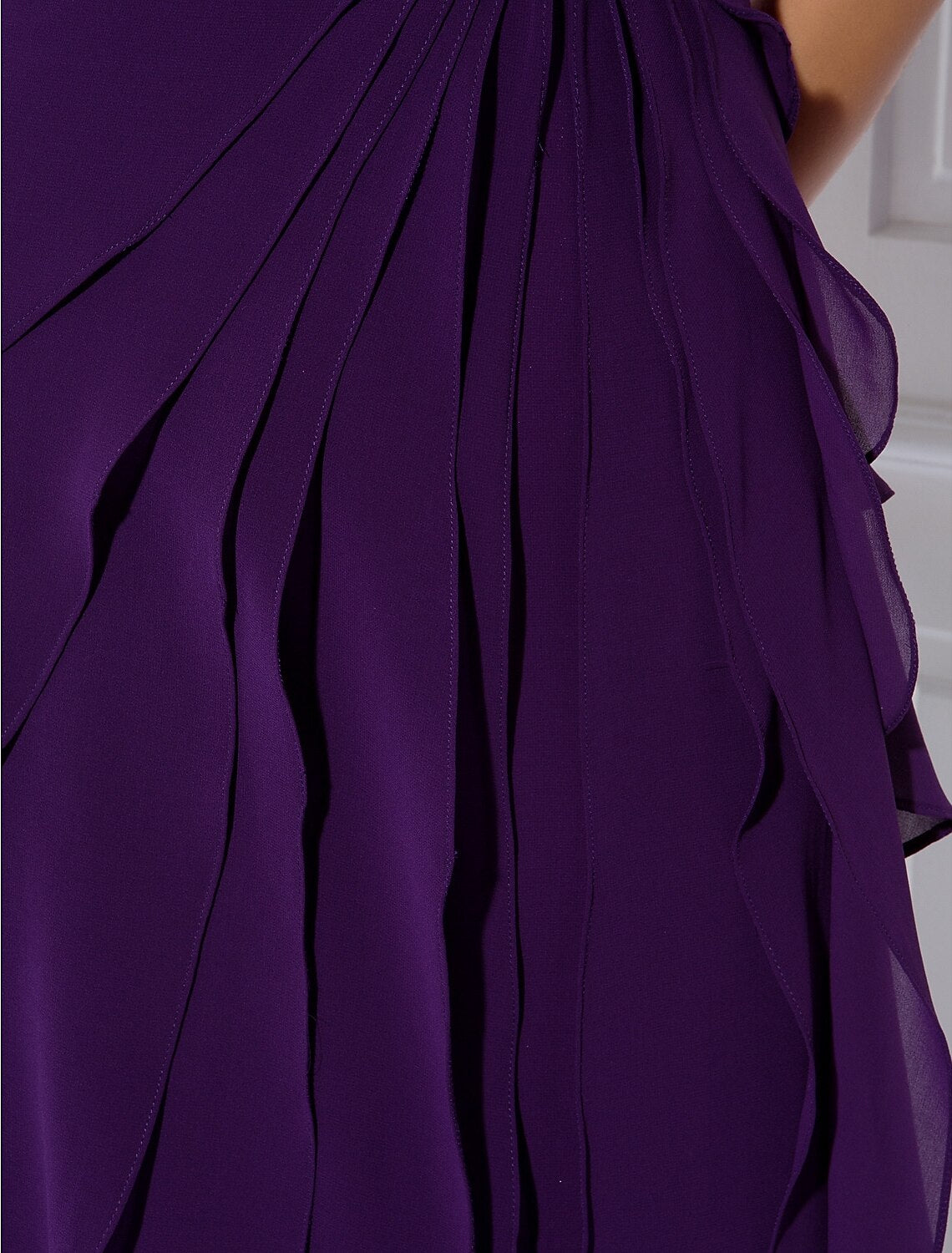 wholesale  Sheath / Column Mother of the Bride Dress Elegant Jewel Neck Floor Length Georgette Sleeveless No with Criss Cross Ruched Beading