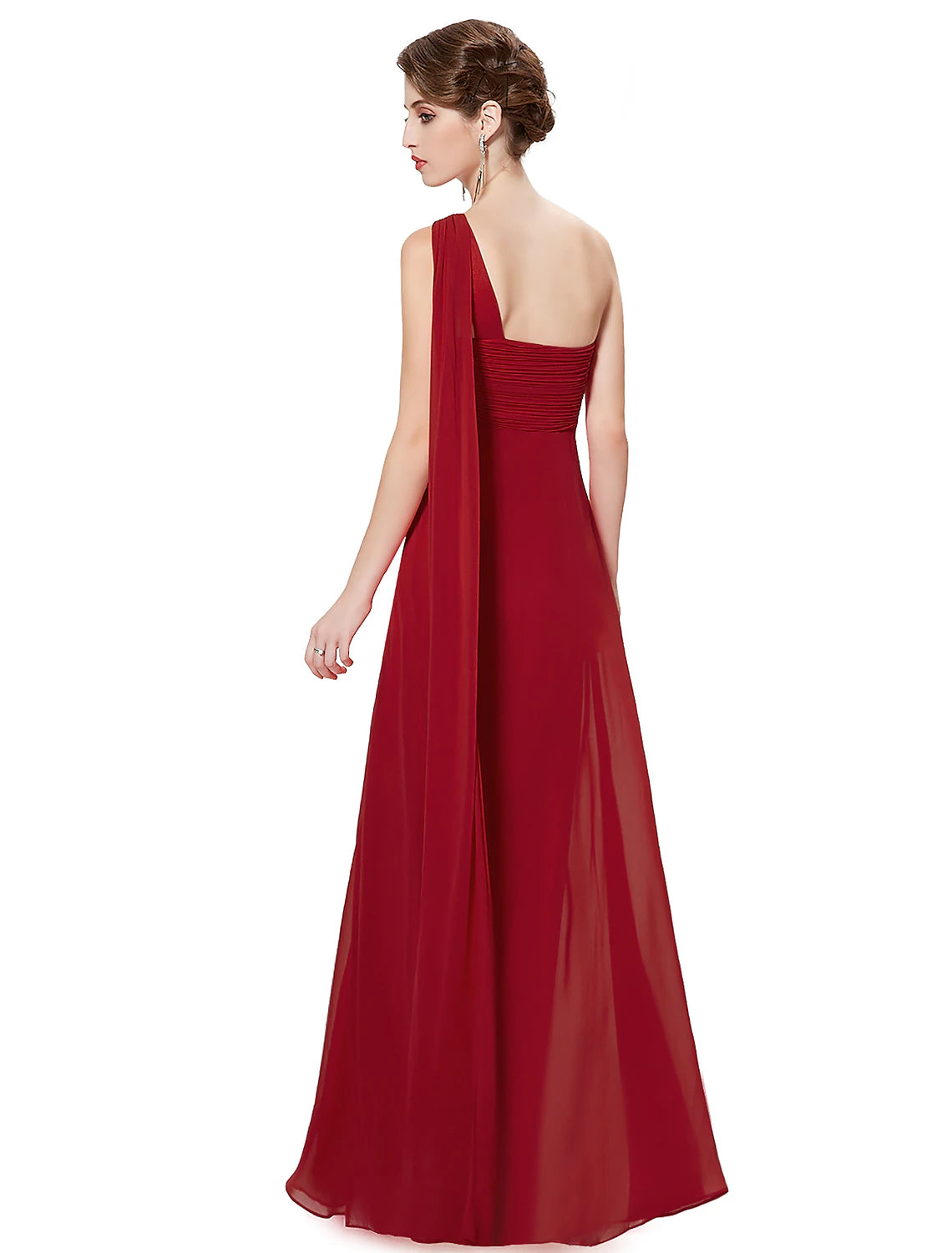 wholesale  A-Line Evening Gown Empire Dress Formal Evening Floor Length Sleeveless One Shoulder Bridesmaid Dress Chiffon Backless with Pleats Draping