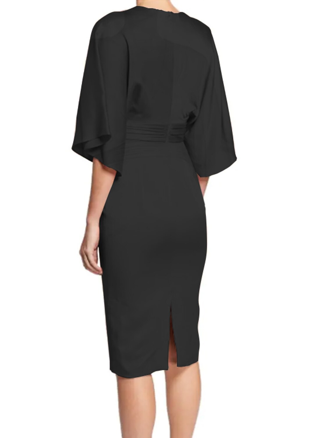 Wholesa Sheath / Column Cocktail Dresses Party Dress Wedding Guest Holiday Knee Length Half Sleeve V Neck Satin with Sash / Ribbon