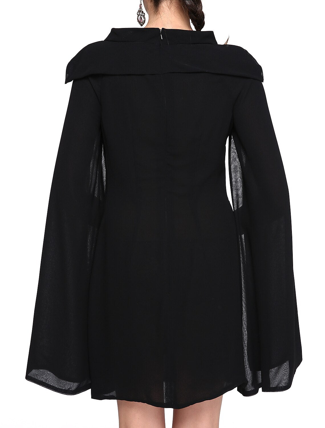 wholesale  A-Line Black Dress Holiday Homecoming Short / Mini Sleeveless Jewel Neck Fall Wedding Guest Chiffon with Pleats