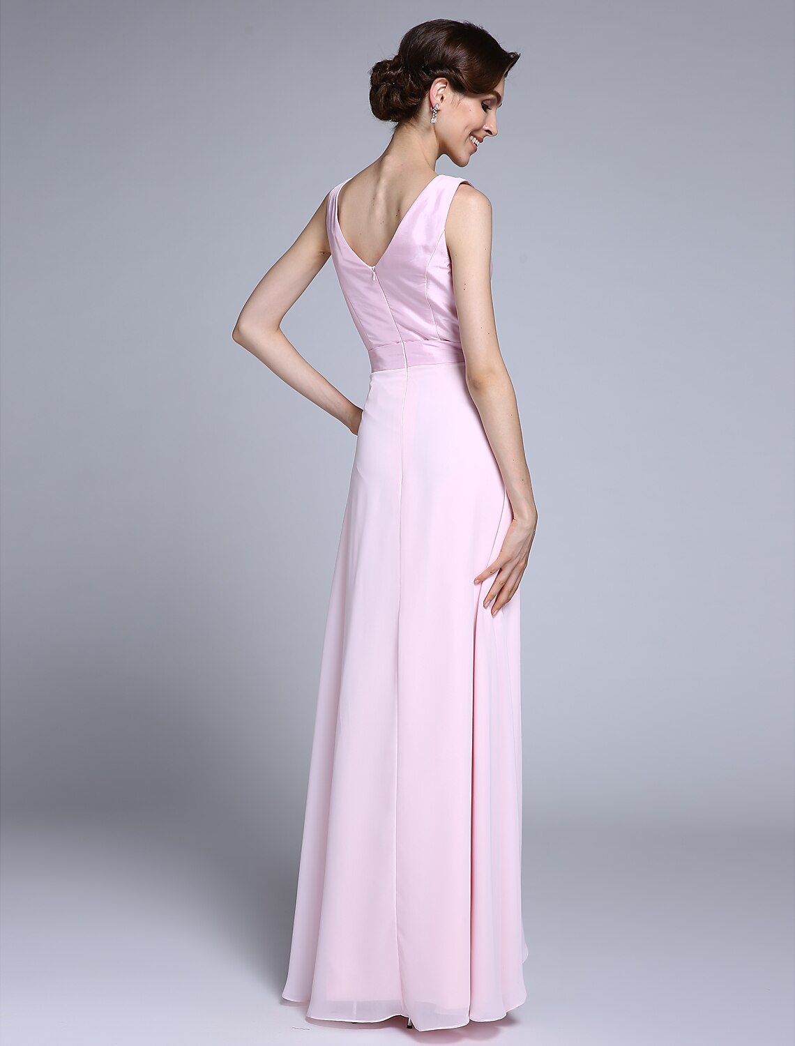 wholesale  Sheath / Column Mother of the Bride Dress Scoop Neck Floor Length Chiffon 3/4 Length Sleeve No with Beading
