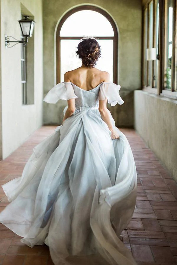 Wholesa A-line Off Shoulder Unique Design Most Popular Long Prom Dresses Bridal Gowns