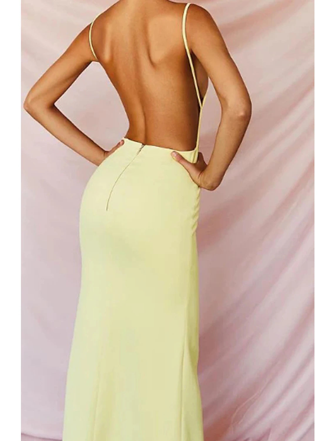 Wholesa Mermaid / Trumpet Prom Dresses Open Back Dress Formal Wedding Guest Floor Length Sleeveless Strapless Satin Backless with Slit