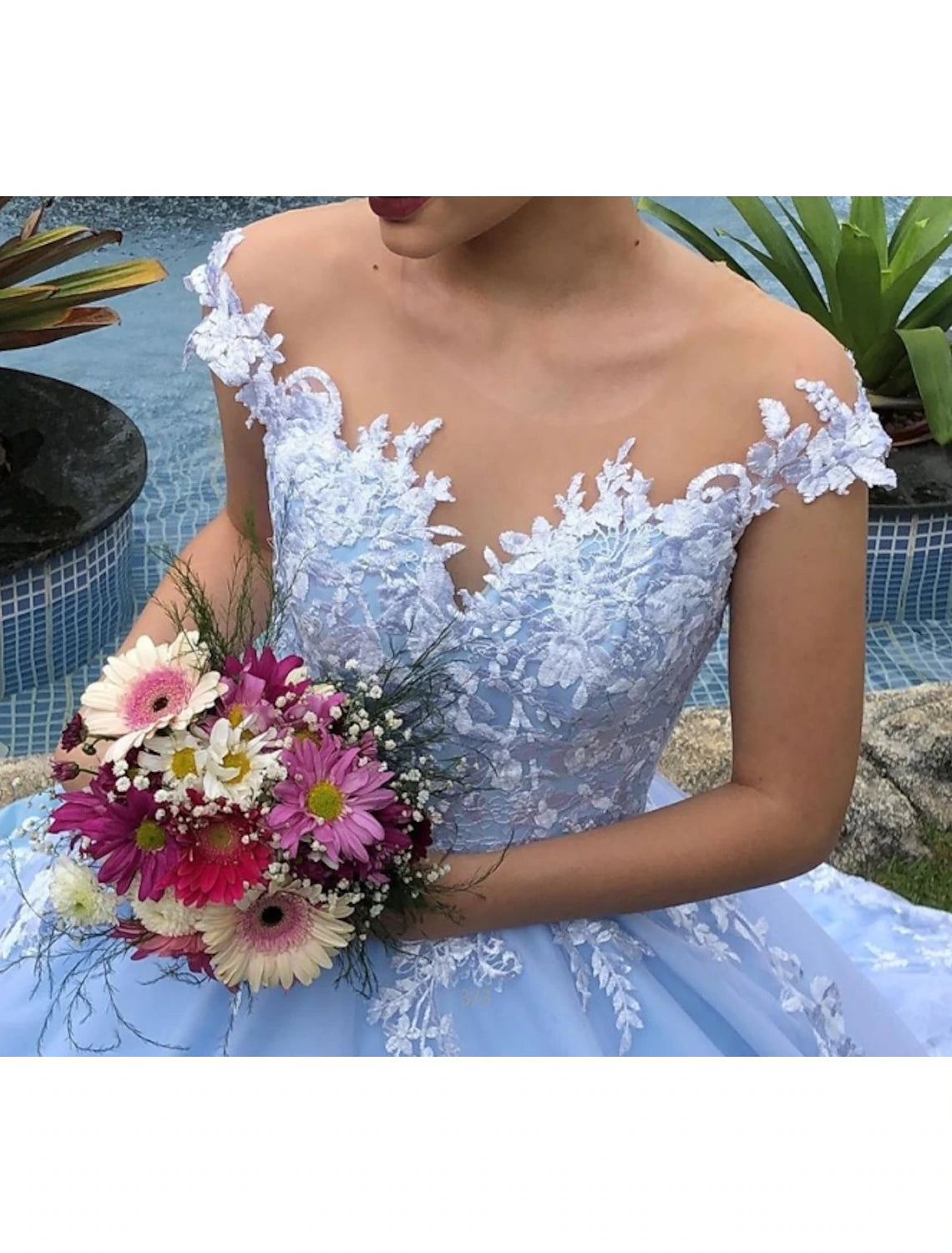 wholesale  Engagement Fall Wedding Dresses in Color Formal Ball Gown V Neck Cap Sleeve Chapel Train Lace Bridal Gowns With Appliques
