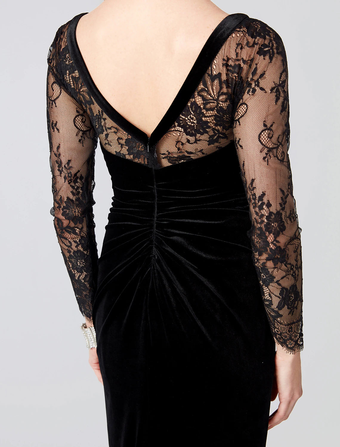 Wholesa Mermaid / Trumpet Minimalist Dress Holiday Cocktail Party Ankle Length Long Sleeve V Neck Jersey V Back with Pleats Appliques Split Front