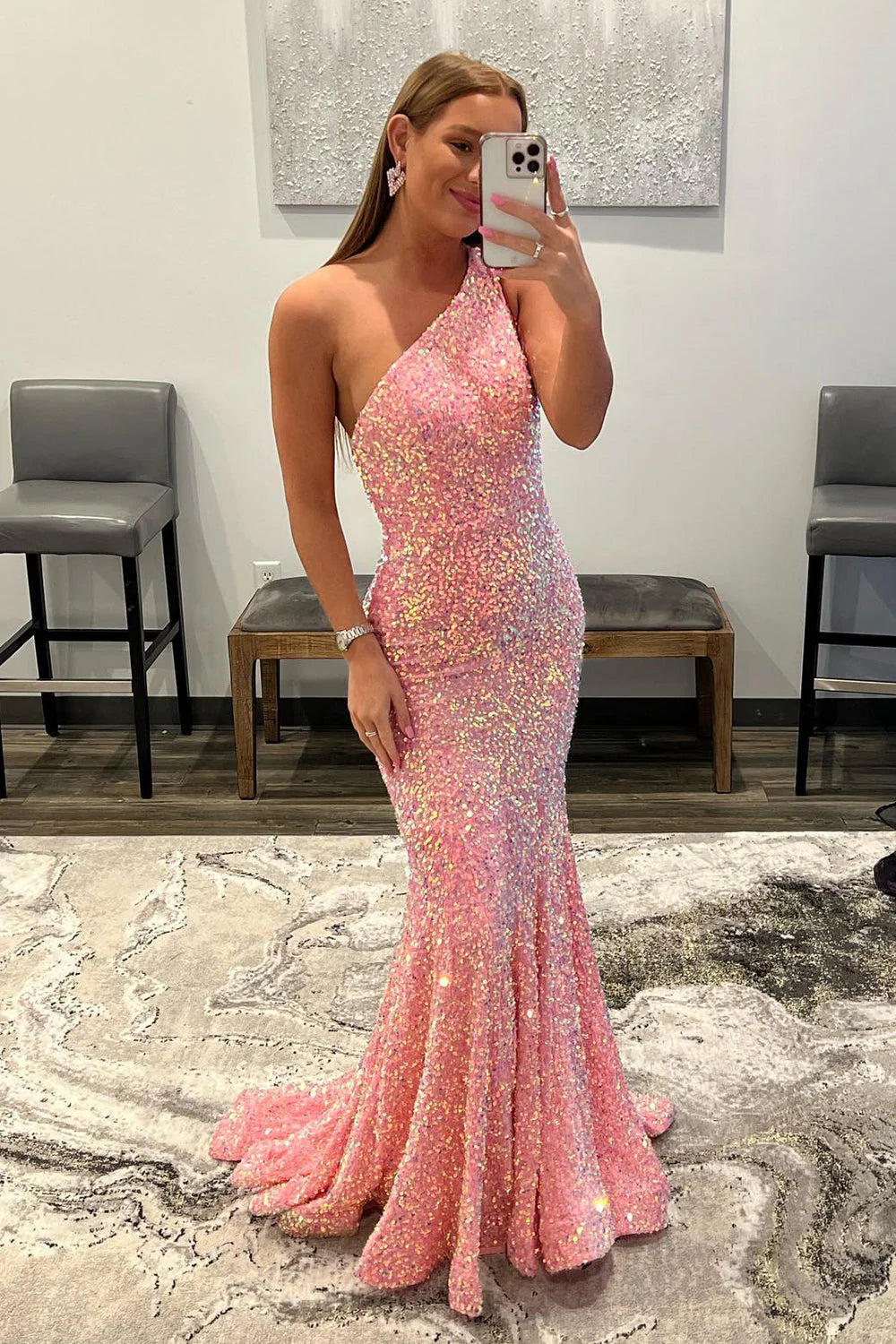 Wholesa Mermaid Sequins Long Prom Dress