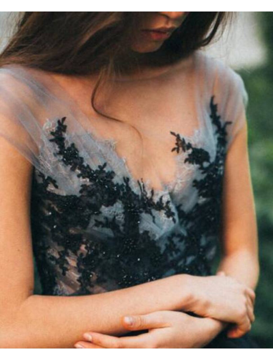 Wholesa Ball Gown Black Wedding Dress Gothic Quinceanera Dresses Color Block Dress Sweep / Brush Train Sleeveless V Neck Tulle V Back with Pleats Appliques