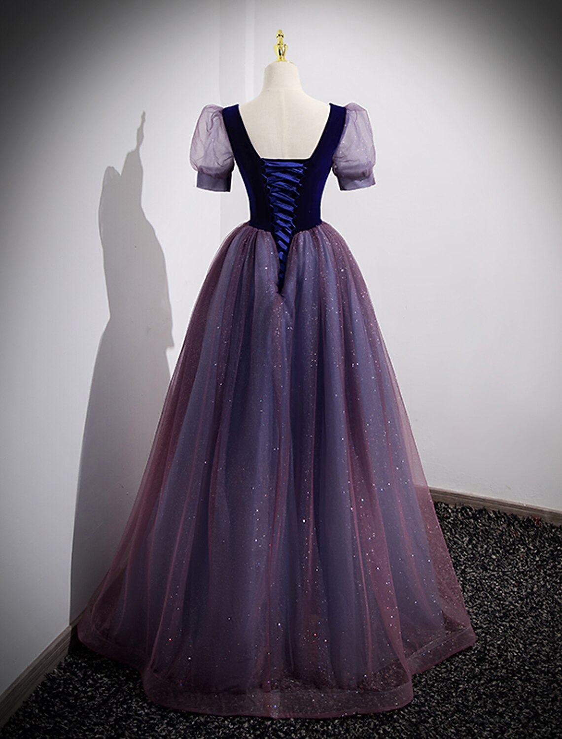 wholesale  A-Line Prom Dresses Sparkle & Shine Dress Prom Valentine's Day Floor Length Short Sleeve Scoop Neck Tulle with Sequin