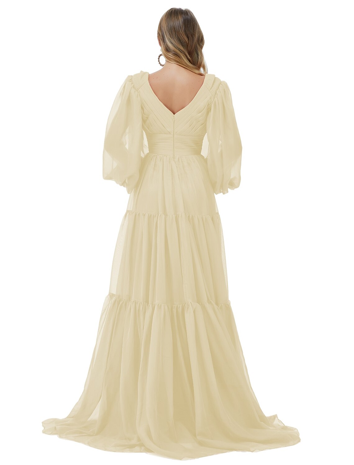 Wholesa A-Line Prom Dresses Sexy Dress Party Wear Formal Evening Sweep / Brush Train Long Sleeve V Neck Chiffon with Ruched