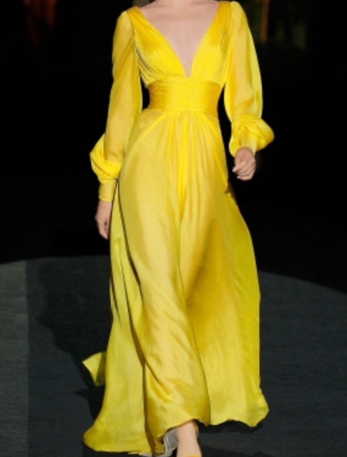 Wholesa A-Line Evening Gown Elegant Dress Engagement Formal Evening Floor Length Long Sleeve V Neck Chiffon with Pleats Ruched