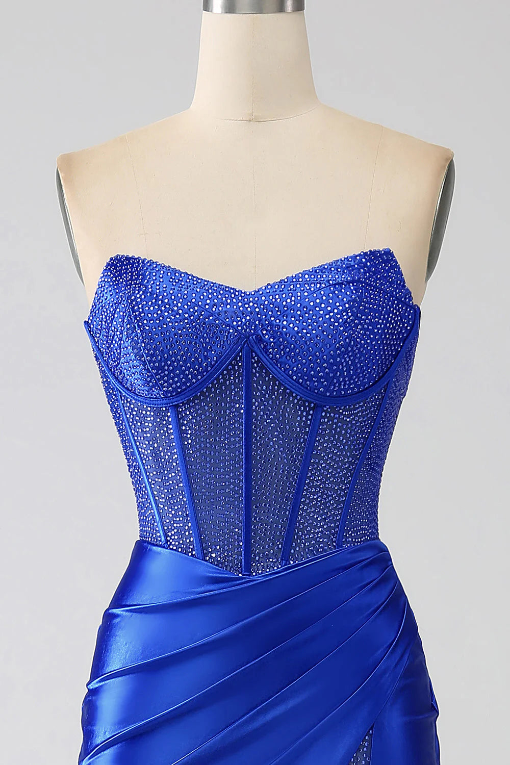 Wholesa Mermaid Strapless Corset Prom Dress with Beading