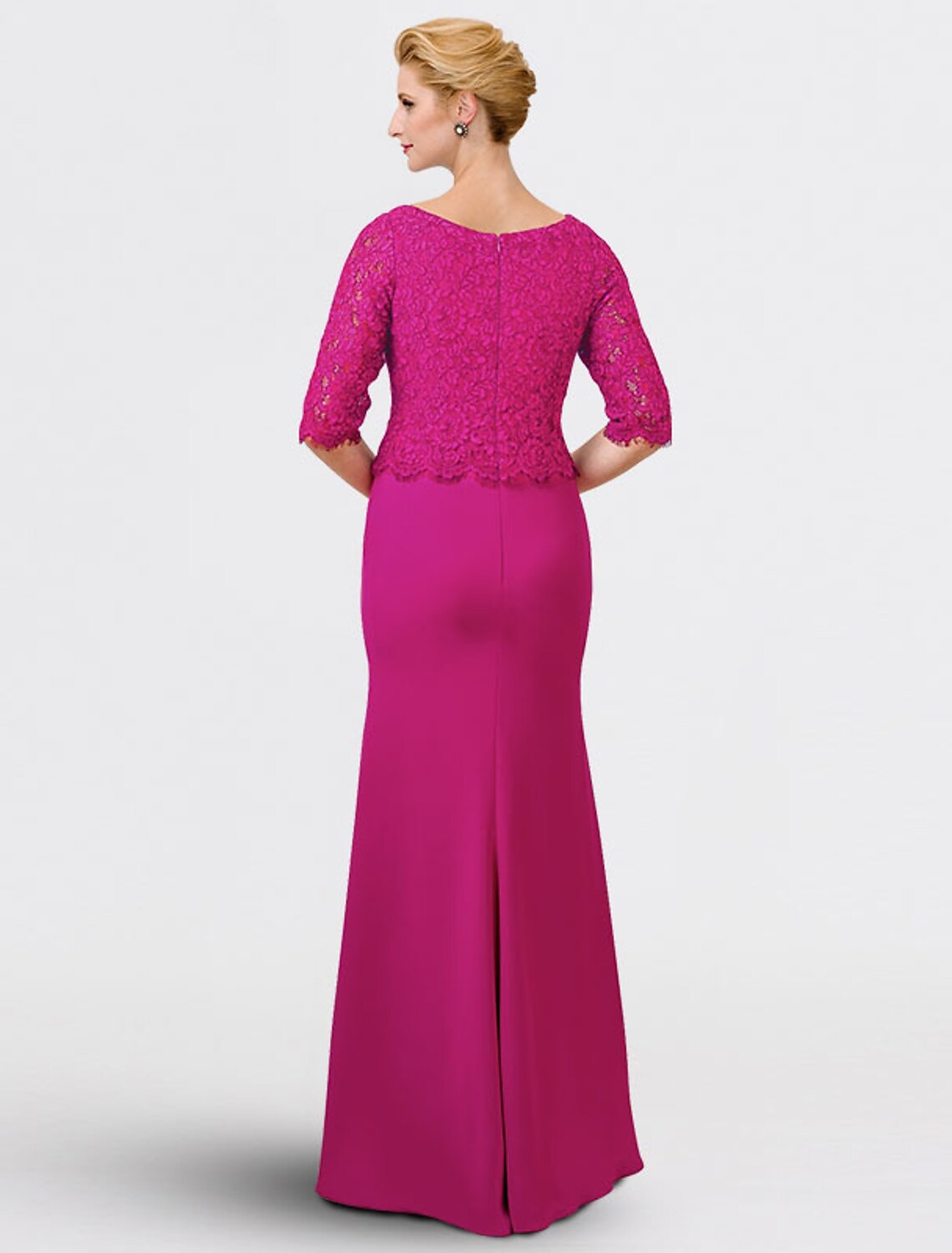 wholesale  Mermaid / Trumpet Mother of the Bride Dress Elegant V Neck Floor Length Chiffon Lace Half Sleeve with Appliques