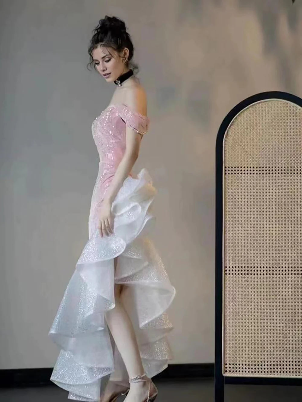 Wholesa Mermaid / Trumpet Prom Dresses Party Dress Evening Party Floor Length Sleeveless Off Shoulder Tulle with Pearls Sequin