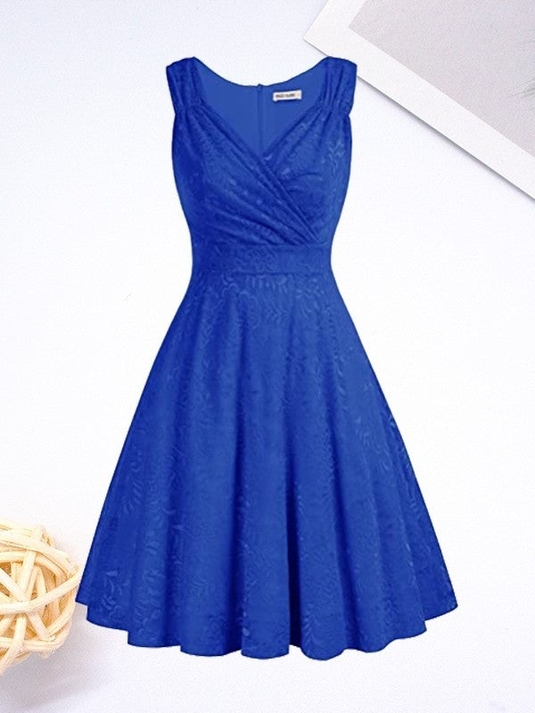 Wholesa  A-Line/Princess Lace Ruched V-neck Sleeveless Short/Mini Dresses
