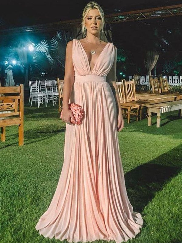 Wholesa A-Line/Princess Chiffon Ruffles V-neck Sleeveless Floor-Length Mother of the Bride Dresses