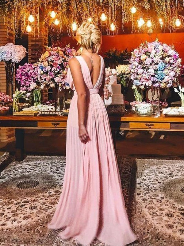 Wholesa A-Line/Princess Chiffon Ruffles V-neck Sleeveless Floor-Length Mother of the Bride Dresses