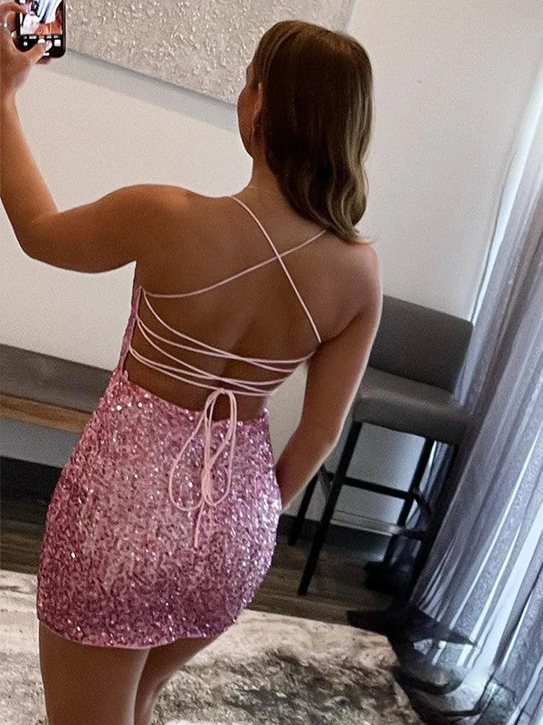 Wholesa  Sheath/Column Spaghetti Straps Sleeveless Short/Mini Dresses