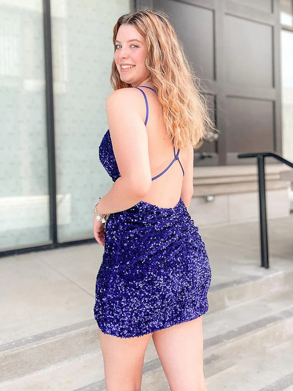 Wholesa  Sheath/Column V-neck Sleeveless Short/Mini Dresses
