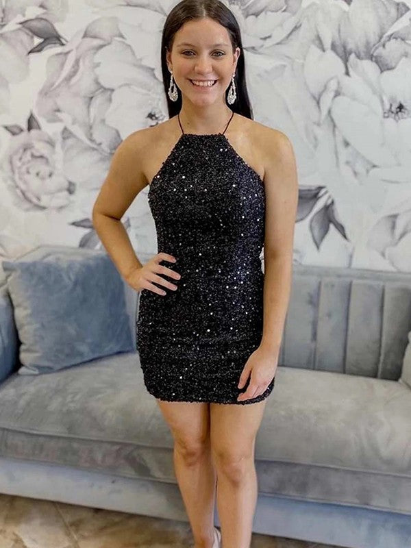 Wholesa  Sheath/Column Halter Sleeveless Short/Mini Dresses